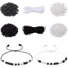 Bestewelry DIY Morse Code Message Bracelet Making Kit 1170 pcs Round Loose Spacer Glass Seed Beads 20m Braided Nylon Thread for Handmade Bracelet Necklace DIY Jewelry Making
