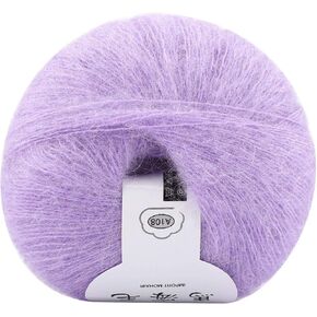 Wool Yarn for Knitting, Popular Soft Mohair Knitting Angora Wool Yarn Hand Washable Long Wool Yarn DIY Scarf Crochet Thread Supplies for DIY Knitting(Purple)