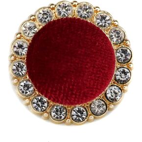 20 pcs Rhinestone Surrounded Red Velvet Metal Shank Buttons for Coats -21.5mm -27/32"