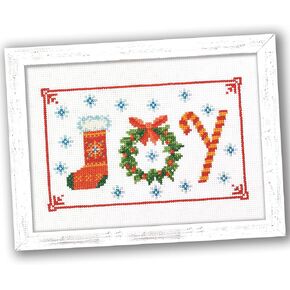 Christmas Counted Cross Stitch Kit for Adult with Inspirational Word Joy