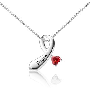 CENWA Stroke Red Awareness Ribbon Necklace Stroke Awareness Gift Stroke Warrior Gift For Her