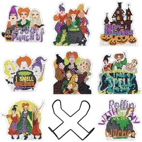 8 Pcs Halloween Diamond Art Painting Coasters Kit, DIY Halloween Red Queen Diamond Art Coasters with Holder for Adults Beginners and Kids Art Craft Supplies Gift