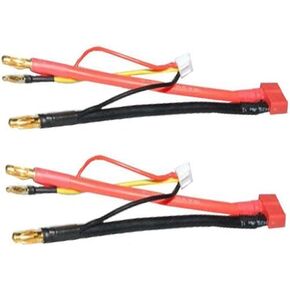 2-Pack Deans T Plug Female Connector to 4mm 4.0mm Banana Plug Bullet Male Connector LiPo Battery Adapter Lead Wire with JST-XH 2s Balance Plug Wire