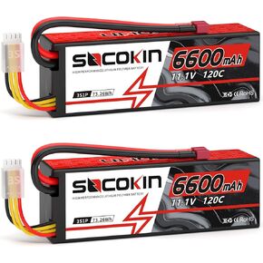 3S Lipo Battery 6600mAh 11.1V 120C with T Deans Connector Hard Case for RC Car Truck Boat Helicopter Airplane RC Model (2 Pack)