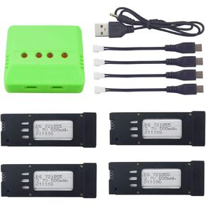 sea jump 4PCS 3.7V 500mah Lithium Battery + 4in1 Charger for E58 S168 JY019 Folding Quadcopter Spare Parts