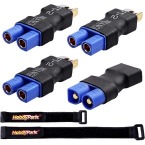 HobbyPark T Plug Deans Style to EC3 Connector Plugs Adapter RC Lipo Battery Charger Conversion with Battery Straps
