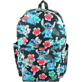 Disney Lilo & Stitch 17 Inch Deluxe Backpack with Laptop Compartment (Black)