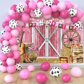 Cowboy Birthday Party Decorations Western Birthday Party Supplies, 65Pcs Cowboy Balloons and 1Pcs Western Birthday Backdrop for Cowboy Rodeo Birthday Party Country Western Baby Shower