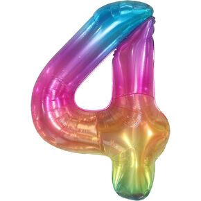 KatchOn, Giant Rainbow 4 Balloon Number - 40 Inch, Four Balloon | Number 4 Balloons for Birthdays | 4 Year Old Balloon for 4th Birthday Decorations Girl | 4 Balloons Numbers, 4 Year Old Birthdays