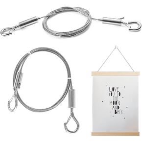 2Pcs Picture Hanging Wire,Adjustable Mirror Frame Kit Stainless Steel,1mx1.5mmHeavy Duty Mirror Frame Hanging Wire,Metal Wire Rope,for Mirror Hanging,Light Lamp,Basket Flowerpot