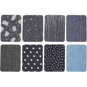 Ciieeo 8Pcs Denim Patch Patches for Clothes Iron on Pants Patches Denim Jean Patches Jeans Patches sew on Patch Denim Jeans Black Ripped Jeans Sewing Applique Revise Embroidered Nylon