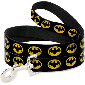 DC Comics Pet Leash, Dog Leash, Batman 1989 Logo Black Yellow, 6 Feet Long 1.0 Inch Wide