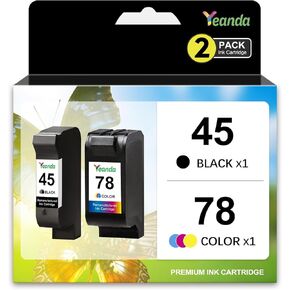 45 78 Ink Cartridge Combo Pack Replacement for HP Ink 45 Black 78 Color Cartridge High-Yield 51645A C6578AN C6578DN for HP Deskjet 842C 932C 960C 970C 990C Color Copier 180 Printer Ink(2 Pack)