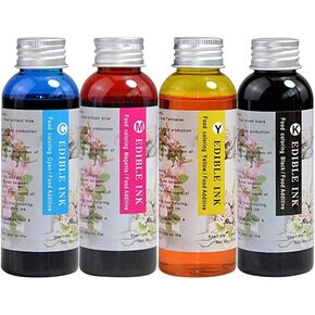 Food Grade 400ML Bakey Ink Refill for C88 C88+ WF7710 ET2720 ET15000 WF3640 WF7110 WF7210 WF3610 Inkjet C AKE DIY Bottle Coffee Printers, Cyan