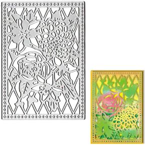 ALIBBON Flower Frame Bookmark Die Cuts for Card Making and Scrapbooking, Dragonfly Frame Cutting Dies Metal Template Molds, Leaves Frame Die Cuts for DIY Photo Album Paper Embossing Card Decoration