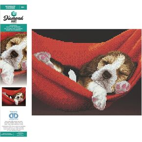 DIAMOND ART BY LEISURE ARTS Dog in Hammock, 11"X14", Intermediate Diamond Painting Kits for Adults, Art for Adults, Kit, Painting