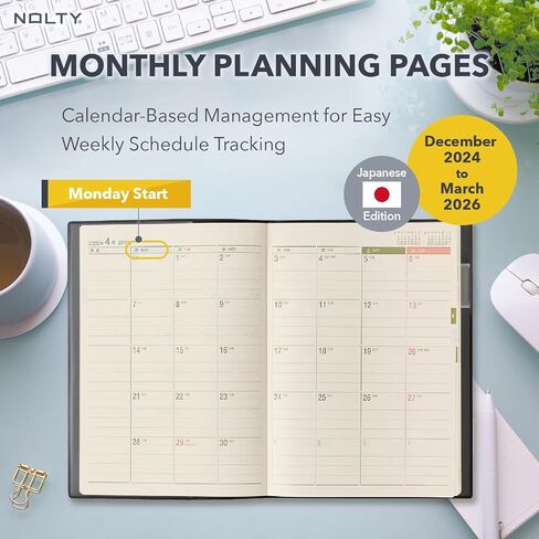 NOLTY Noritsu A5 Weekly Planner 2025, April Start, Japanese Edition, Black in Saudi Arabia