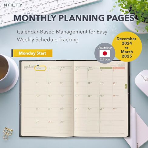 NOLTY Noritsu A5 Weekly Planner 2025, April Start, Japanese Edition, Black in Saudi Arabia