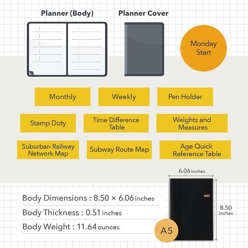 NOLTY Noritsu A5 Weekly Planner 2025, April Start, Japanese Edition, Black in Saudi Arabia