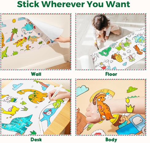 Jar Melo Animal Coloring Roll for Kids -Sticky No Mess Coloring Poster for Toddlers, 118×15.74 Inches Large Coloring Tablecloth, Drawing Paper for Kids' Easel Ideal Gifts for Home Birthday Party in Saudi Arabia