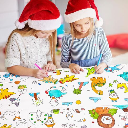 Jar Melo Animal Coloring Roll for Kids -Sticky No Mess Coloring Poster for Toddlers, 118×15.74 Inches Large Coloring Tablecloth, Drawing Paper for Kids' Easel Ideal Gifts for Home Birthday Party in Saudi Arabia