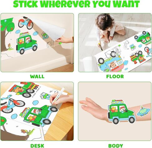 Jar Melo Animal Coloring Roll for Kids -Sticky No Mess Coloring Poster for Toddlers, 118×15.74 Inches Large Coloring Tablecloth, Drawing Paper for Kids' Easel Ideal Gifts for Home Birthday Party in Saudi Arabia