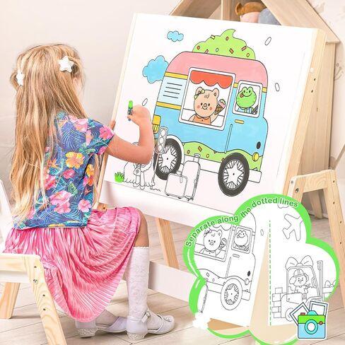 Jar Melo Animal Coloring Roll for Kids -Sticky No Mess Coloring Poster for Toddlers, 118×15.74 Inches Large Coloring Tablecloth, Drawing Paper for Kids' Easel Ideal Gifts for Home Birthday Party in Saudi Arabia