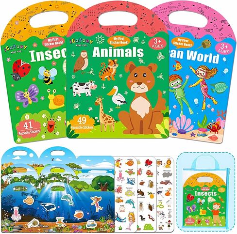 4 Sets Sticker Books for Toddlers 2-4 Years, 122 Pcs Puffy Stickers for Kids, 3D Stickers Books for Toddlers 1-3, Travel Toys for Toddlers, Toddler Airplane Travel Essentials for Kids in Saudi Arabia