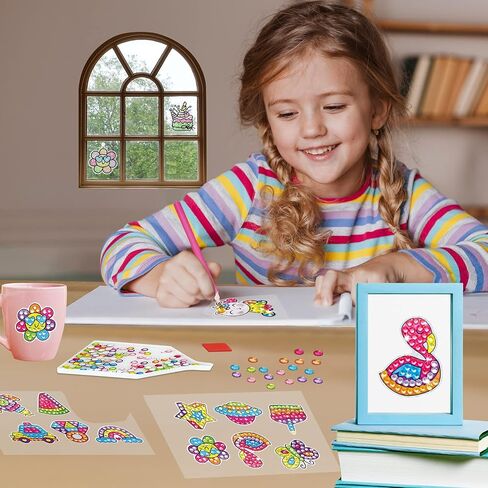 BEARUN Gem Art, Kids Diamond Painting Kit-Big 5D Gem, Arts and Crafts for Girls Ages 6-12, Create Your Own Magical Stickers and Suncatchers - Diamond Art Gift for Girls Ages 6, 7, 8, 9, 10-12, 6-8 in Saudi Arabia