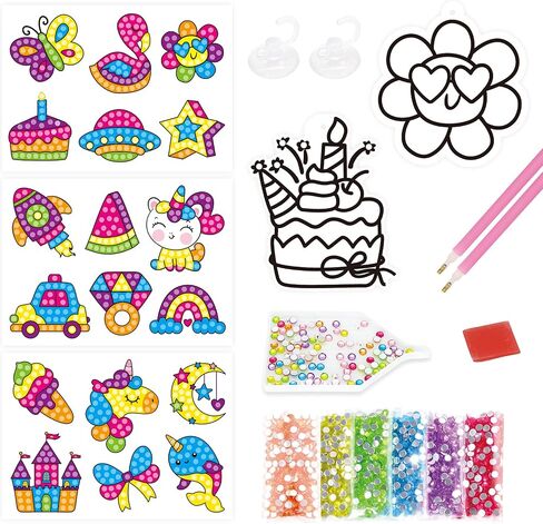 BEARUN Gem Art, Kids Diamond Painting Kit-Big 5D Gem, Arts and Crafts for Girls Ages 6-12, Create Your Own Magical Stickers and Suncatchers - Diamond Art Gift for Girls Ages 6, 7, 8, 9, 10-12, 6-8 in Saudi Arabia