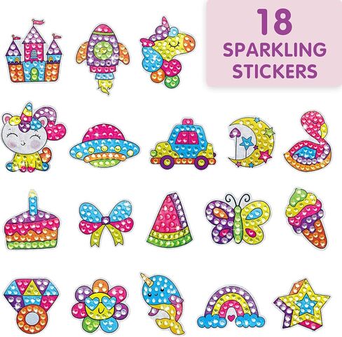 BEARUN Gem Art, Kids Diamond Painting Kit-Big 5D Gem, Arts and Crafts for Girls Ages 6-12, Create Your Own Magical Stickers and Suncatchers - Diamond Art Gift for Girls Ages 6, 7, 8, 9, 10-12, 6-8 in Saudi Arabia