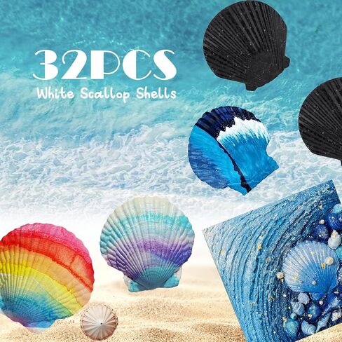 10 PCS Large Scallop Shells 4-5 inch Natural White Scallop Shells for Crafts, Sea Shell from Sea Beach for DIY Craft Decor, Baking, Home, Beaching Wedding Decoration in Kuwait