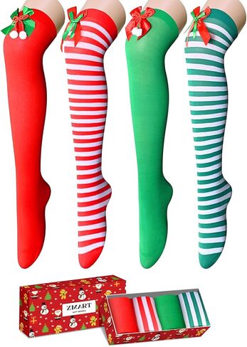 Zmart Striped Thigh High Socks Knee High Socks for Women Teen Girls, Over the Knee Long Socks in Kuwait