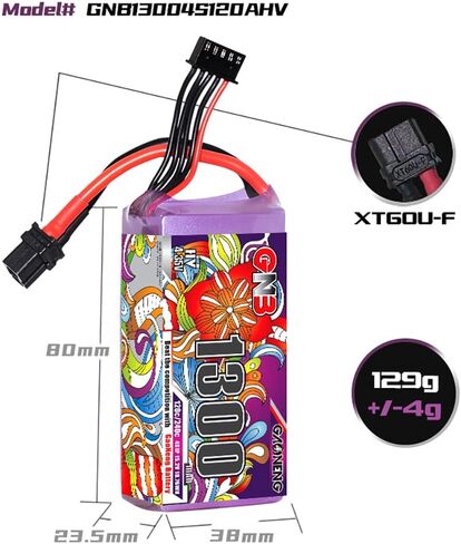 GAONENG GNB 4S LiPo Battery 120C 15.2V 1300mAh LiPo Battery RC with XT60 for Freestyle RC Drones FPV RC Boat Truck Heli Airplane High Discharge C Rating Performance in Saudi Arabia