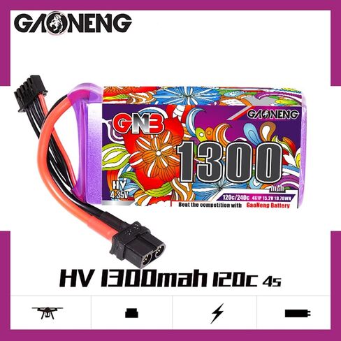 GAONENG GNB 4S LiPo Battery 120C 15.2V 1300mAh LiPo Battery RC with XT60 for Freestyle RC Drones FPV RC Boat Truck Heli Airplane High Discharge C Rating Performance in Saudi Arabia