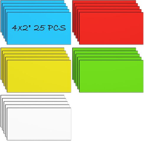 MaxGear 50 Pcs Dry Erase Magnetic Labels, 3" x 1" Write on Magnets Stickers, Reusable/Erasable Magnet Name Tags for Whiteboard, Fridge, Cabinet, Classroom & Office Locker Shelf, Multicolor in Saudi Arabia