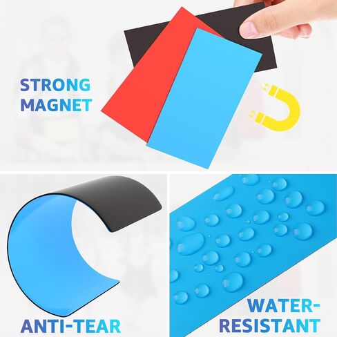 MaxGear 50 Pcs Dry Erase Magnetic Labels, 3" x 1" Write on Magnets Stickers, Reusable/Erasable Magnet Name Tags for Whiteboard, Fridge, Cabinet, Classroom & Office Locker Shelf, Multicolor in Saudi Arabia