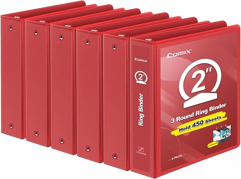 COMIX 3 Ring Binder 1 inch with Clear View Cover, 1" View Binder Holds 200 Sheets of US Letter Size Paper, 6 Pack (Dark Blue) in Saudi Arabia
