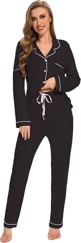 Button Up Pajamas for Women Long Sleeve Sleepwear Soft Loungewear Ladies Pjs Set XS-XXL in Saudi Arabia