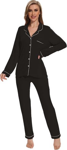 Button Up Pajamas for Women Long Sleeve Sleepwear Soft Loungewear Ladies Pjs Set XS-XXL in Saudi Arabia