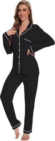Button Up Pajamas for Women Long Sleeve Sleepwear Soft Loungewear Ladies Pjs Set XS-XXL in Saudi Arabia