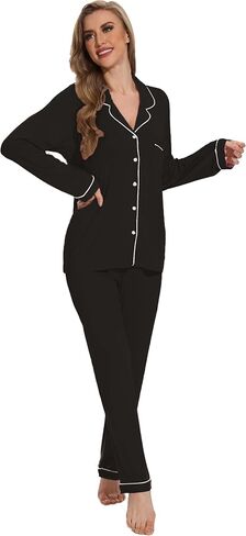 Button Up Pajamas for Women Long Sleeve Sleepwear Soft Loungewear Ladies Pjs Set XS-XXL in Saudi Arabia