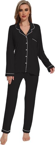 Button Up Pajamas for Women Long Sleeve Sleepwear Soft Loungewear Ladies Pjs Set XS-XXL in Saudi Arabia