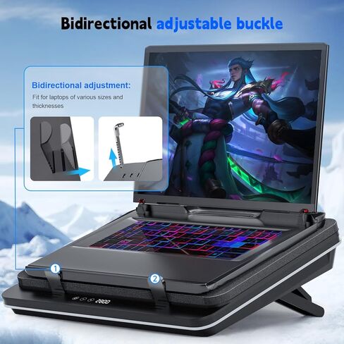 IETS GT600 RGB Laptop Cooling Pad Equipped with Gigantic Turbo-Fan（5.5inch Diameter）,Sealed Foam for Rapid Cooling Gaming Laptop,14.1-19.3 inch Laptop Cooler with 3-Port USB Hub,Dust Filter in Kuwait
