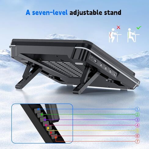 IETS GT600 RGB Laptop Cooling Pad Equipped with Gigantic Turbo-Fan（5.5inch Diameter）,Sealed Foam for Rapid Cooling Gaming Laptop,14.1-19.3 inch Laptop Cooler with 3-Port USB Hub,Dust Filter in Kuwait