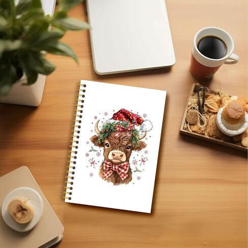 دفتر بقرة عيد الميلاد، مجلة عيد الميلاد بقرة المرتفعات، هدايا مكتب عيد الميلاد، هدايا بقرة المرتفعات، دفتر تكوين عيد الميلاد، دفتر عيد الميلاد الحلزوني 5.5 × 8.3 بوصة in Kuwait