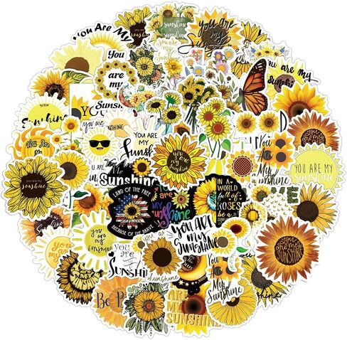 100 قطعة من ملصقات عباد الشمس، ملصقات You are My Sunshine للأطفال المراهقين، ملصقات فينيل مقاومة للماء للكمبيوتر المحمول وزجاجة مياه وقصاصات الجيتار in Kuwait