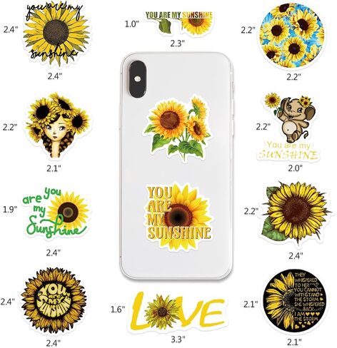 100 قطعة من ملصقات عباد الشمس، ملصقات You are My Sunshine للأطفال المراهقين، ملصقات فينيل مقاومة للماء للكمبيوتر المحمول وزجاجة مياه وقصاصات الجيتار in Kuwait