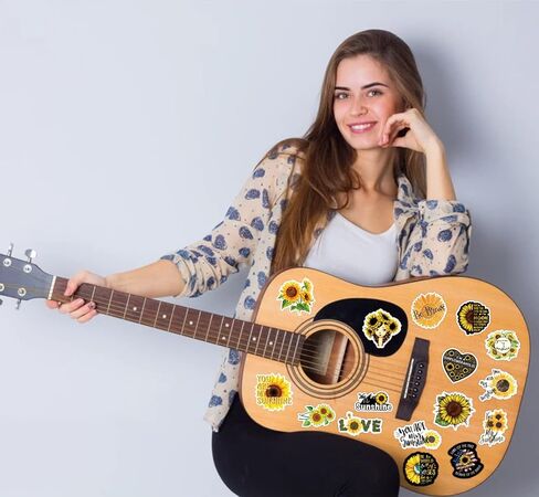 100 قطعة من ملصقات عباد الشمس، ملصقات You are My Sunshine للأطفال المراهقين، ملصقات فينيل مقاومة للماء للكمبيوتر المحمول وزجاجة مياه وقصاصات الجيتار in Kuwait