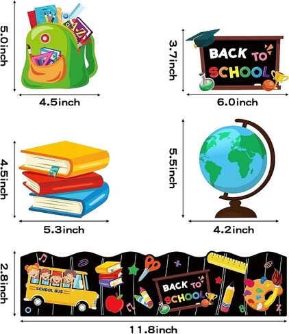 BeYumi 62Pcs Back to School Classroom Decorations Set Colorful First Day of School Cutouts with Bulletin Board Borders Trim for Elementary Preschool Kindergarten Nursery Chalkboard Wall Décor in Kuwait